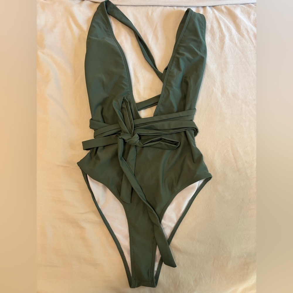 Deep V Criss Cross One Piece Swimsuit